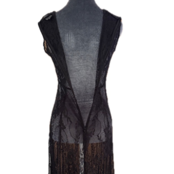 Vintage Forever 21 Low Cut Plunge Neck Line Lace Maxi Dress Sz S - Picture 3 of 5